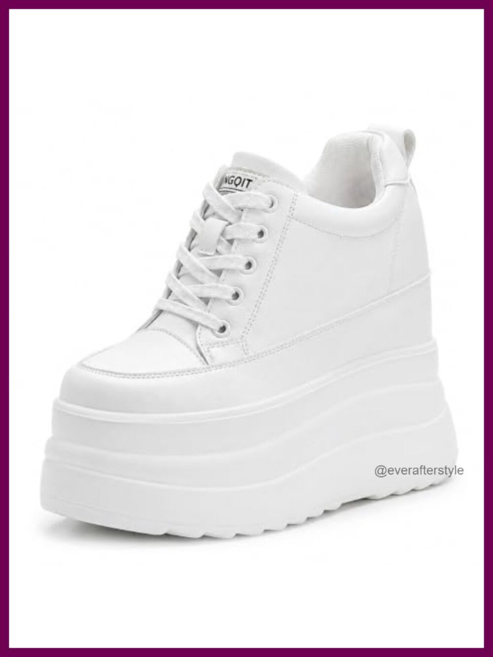 Chunky Platform Sneakers 5 Inch Wedge Heel Women's Leather Memory Foam Shoes